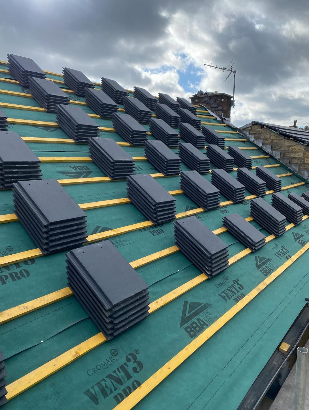 B and A Roofing - Roof installation in progress